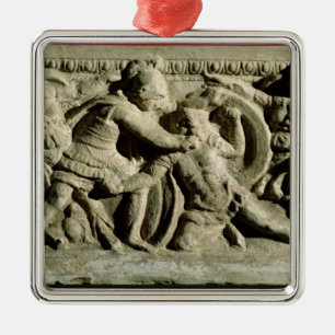 Slåss platsen från en cinerary urn, Etruscan Julgransprydnad Metall