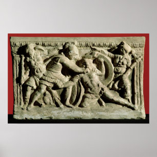 Slåss platsen från en cinerary urn, Etruscan Poster