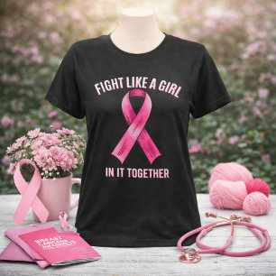 Slåss Som en Tjej Rosa Bandet Bröstcancer T Shirt