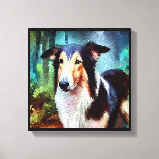 Slät Collie Hund Canvastryck (Framsida)
