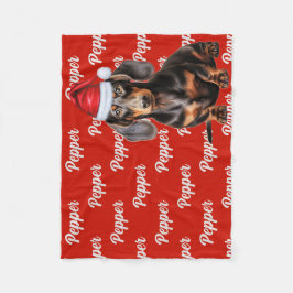 Slät Dachshund Jultomte Hund Anpassat Namn Jul Fleecefilt