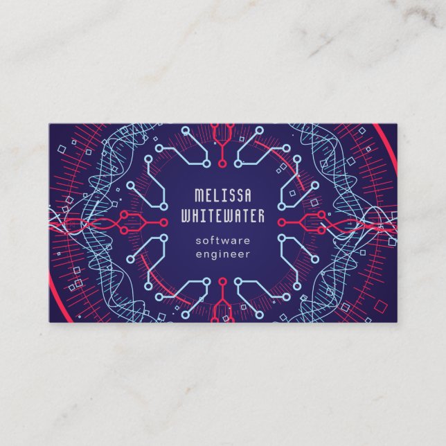 Slät färgrik visitkort för Techno lägenhet (Framsida)