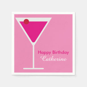 Slät modern rosa Martini anpassningsbarfödelseda Pappersservett