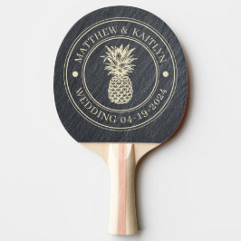 Slät Mörk Granit Ananas Bröllop Namn Pingisracket
