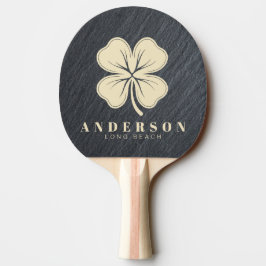 Slät Mörk Granit Fyrklöver med Namn Pingisracket