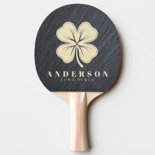 Slät Mörk Granit Fyrklöver med Namn Pingisracket