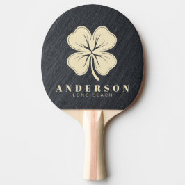 Slät Mörk Granit Fyrklöver med Namn Pingisracket