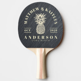 Slät mörk granit Tropisk ananas Bröllop Pingisracket