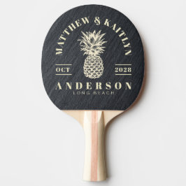 Slät mörk granit Tropisk ananas Bröllop Pingisracket