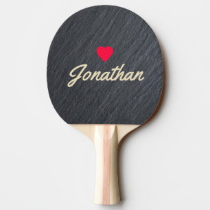 Slät Mörk Granit Vintage Hjärtformad Signatur Pingisracket