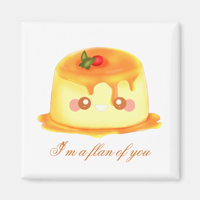 Slät Och Krämig Karamellspansk Flan Magnet (Framsidan)