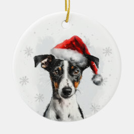 Slät Rävterrier Hund Jul Personlig Julgransprydnad Keramik