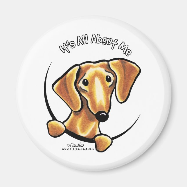 Slät röd dachshund om mig magnet (Framsidan)