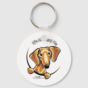 Slät röd dachshund om mig nyckelring