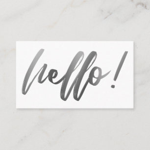 Slät Silver Ombre Hello i handstil på vit Visitkort