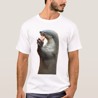 Släta den bestrukna uttern som äter fisken t-shirt