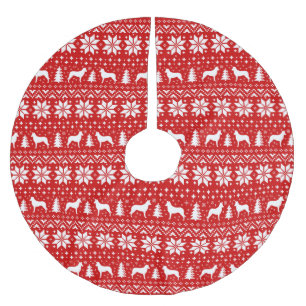 Släta det röda mönster för CollieSilhouettesju Julgransmatta Borstad Polyester