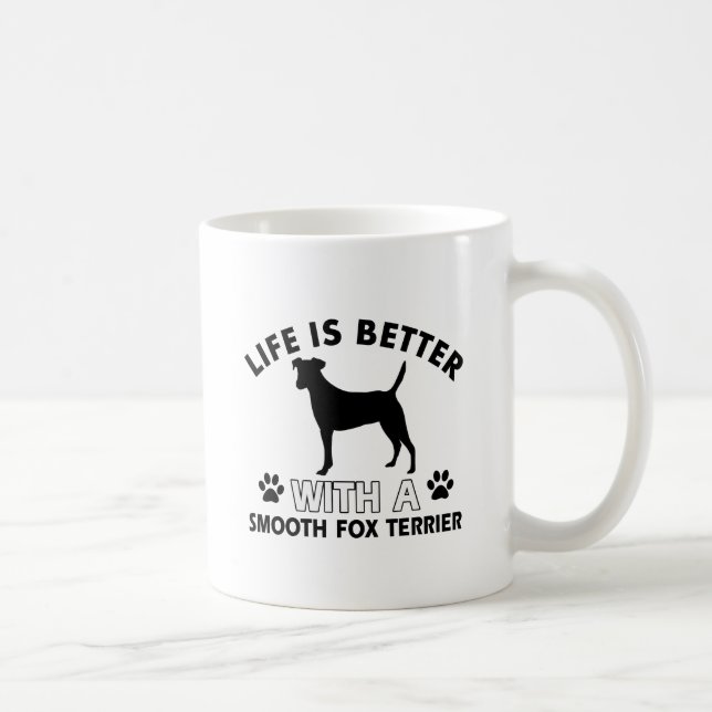 Släta foxterrierhund avelndesigner kaffemugg (Höger)
