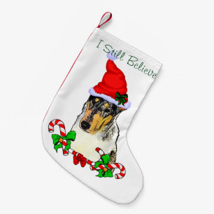 Släta glad Colliejul Liten Julstrumpa