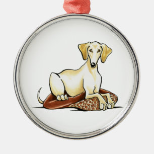 Släta guld- Saluki Lester Julgransprydnad Metall