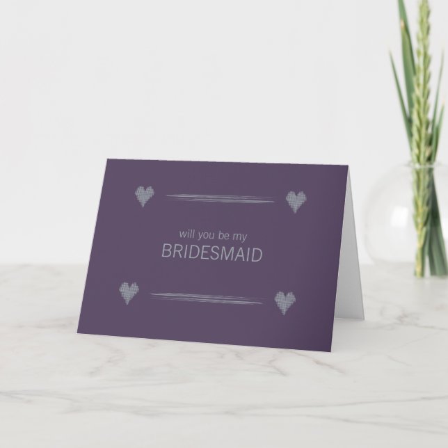 Slate and Indigo be My Bridesmaid Card Inbjudan (Framsida)