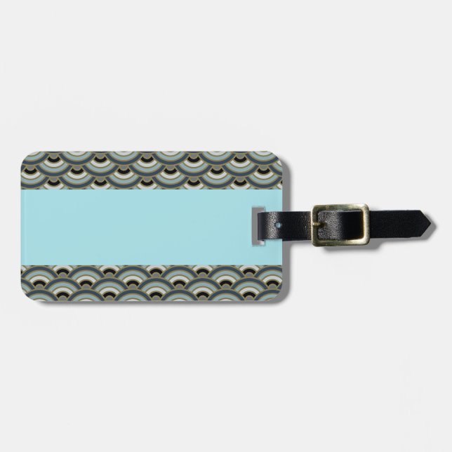 Slate and Light Blue Art Deco Curve Mönster Bagagebricka (Horisontell Framsida)