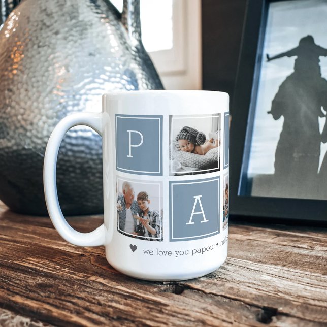 Slate | Anpassningsbar Papou 5 - färgblockkollage  Kaffemugg (Skapare uppladdad)