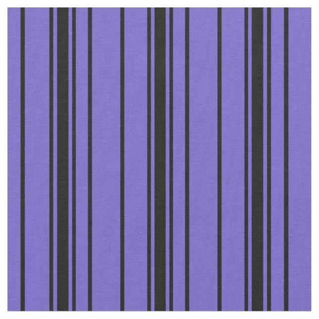 Slate Blue and Black Linjer Tyg (Närbild)