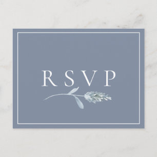Slate Blue Botaniskt Bröllop RSVP Låtförfrågan Inbjudan Vykort