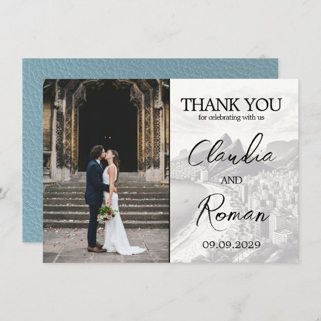 Slate Blue Brasilien Passport Tack Kort (Fram/baksida)