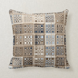 Slate Blue Brown Sari Mosaic Mönster Art Kudde