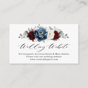 Slate Blue Burgundy White Ivory Bröllop webbplats Tilläggskort
