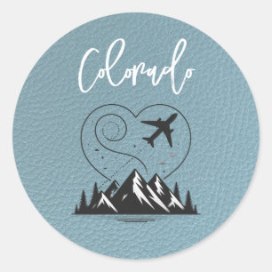 Slate Blue Colorado Passport Runt Klistermärke