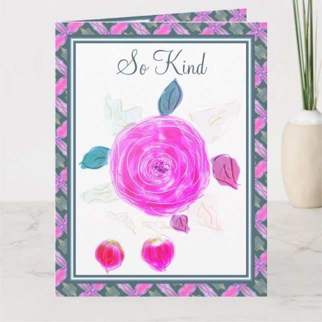 Slate Blue Flowwwed (tackkort) Kort (Framsida)