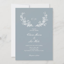 Slate Blue French Country Wedding Inbjudningar