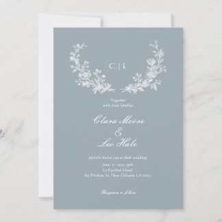 Slate Blue French Country Wedding Inbjudningar