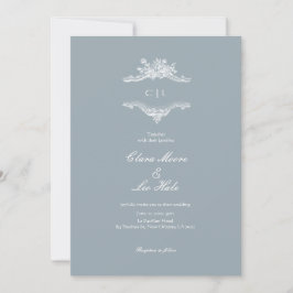 Slate Blue French Country Wedding Inbjudningar