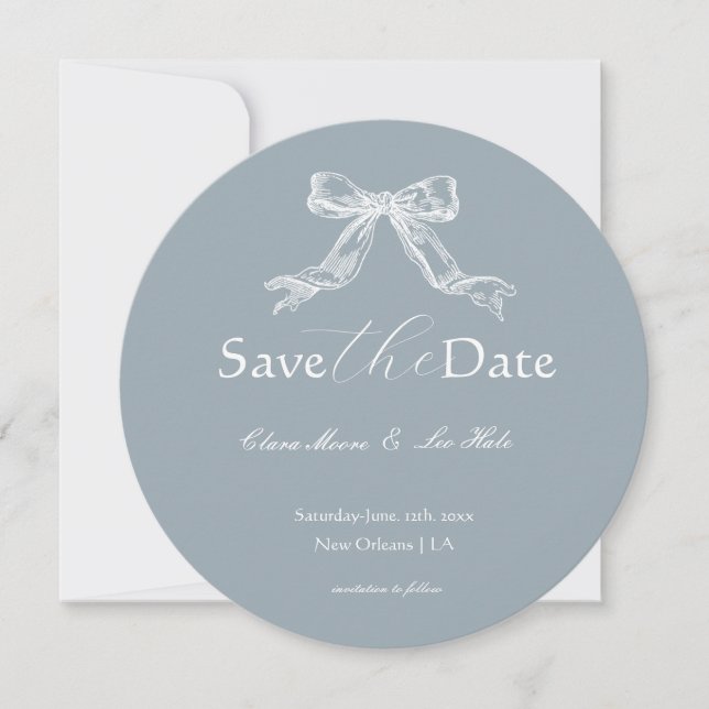 Slate Blue French Country Wedding Round Spara Datumet (Framsida)