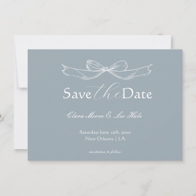Slate Blue French Country Wedding Save The Date (Framsida)
