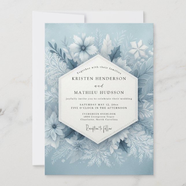 Slate Blue Frosty Wedding Inbjudningar (Framsida)
