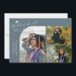 Slate Blue Graduate She Believed Multi Photo Meddelande<br><div class="desc">Modern and whimsical graduation announcement photo card featuring 3 photos on the front and 1 on the back. The text says "She believed she could so she did" with twinkling stars. Add the graduate's name,  information,  and message to personalize this card. Slate blue.</div>