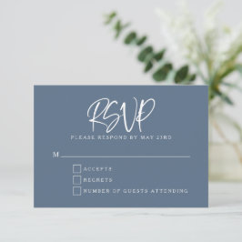 Slate Blue Modern Script Lettering Bröllop OSA Kort