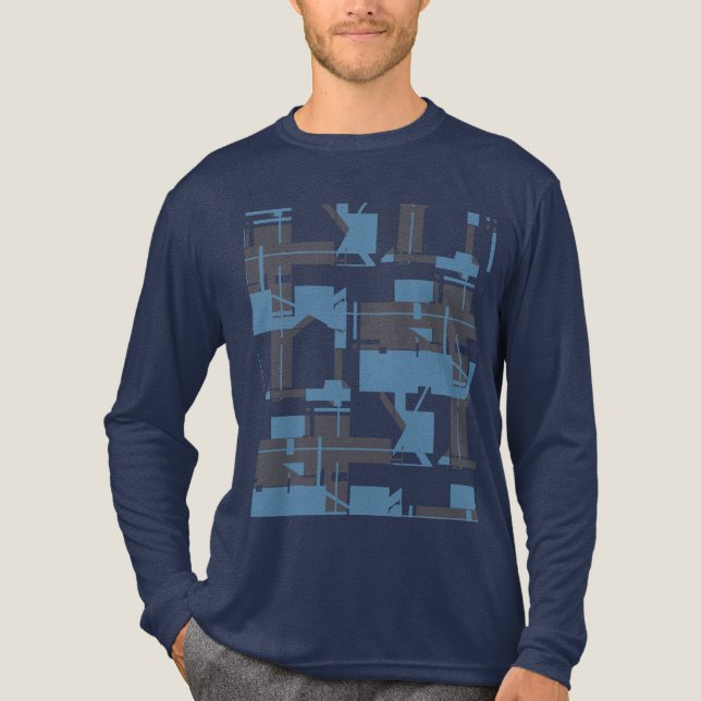 Slate Blue Navy Robin's Egg Blue Abstract Design T Shirt (Framsida)