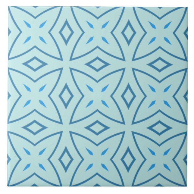 Slate Blue och Isig Aqua Geometric Kor Mönster Kakelplatta (Framsidan)