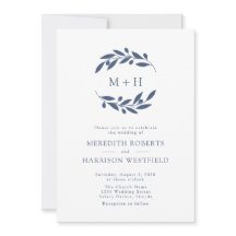 Slate Blue Olive Gren Monogram Utandning Bröllop