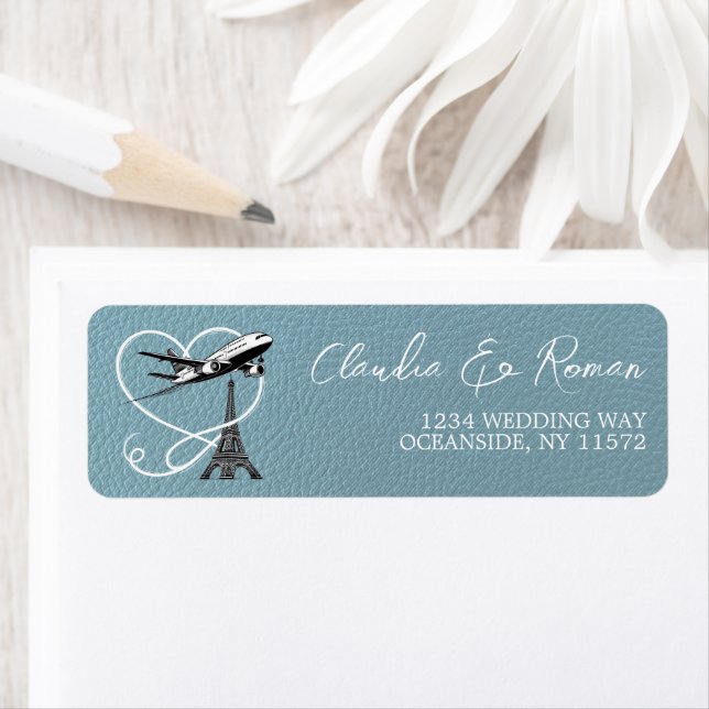 Slate Blue Paris Passport Returadress Etikett (Insitu)