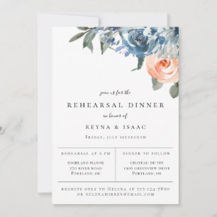 Slate Blue Peach Botanical Rehearsal Middag Meddelande