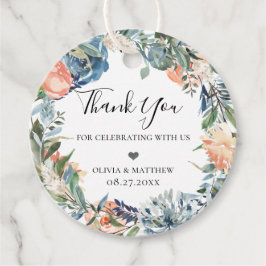 Slate Blue Peach Botanical Wand Gåvor Etiketter