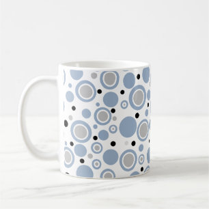 Slate Blue Silver Black Geometric CIrcles Kaffemugg