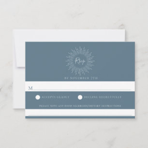 Slate Blue Sunburst Bröllop Food Allergy OSA Kort